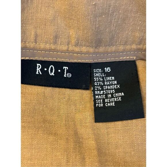 R.Q.T. Y2K Linen Blend Midi Skirt Sz 16 Camel Neutral Preppy Breathable - Picture 7 of 8